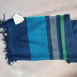 Oversized soft Navy striped scarf